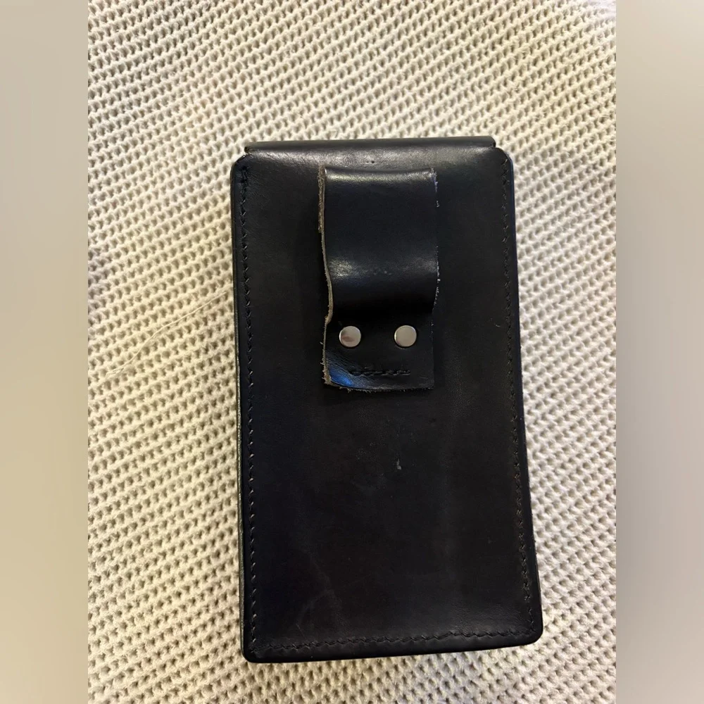 HANDMADE cowhide Black Leather cell phone case. Easily slides on belt. Unused.